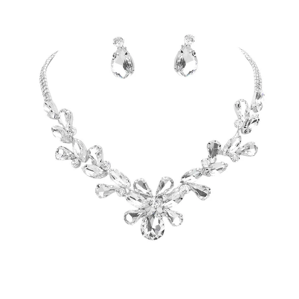 Marquise Teardrop Cluster Evening Jewelry Set