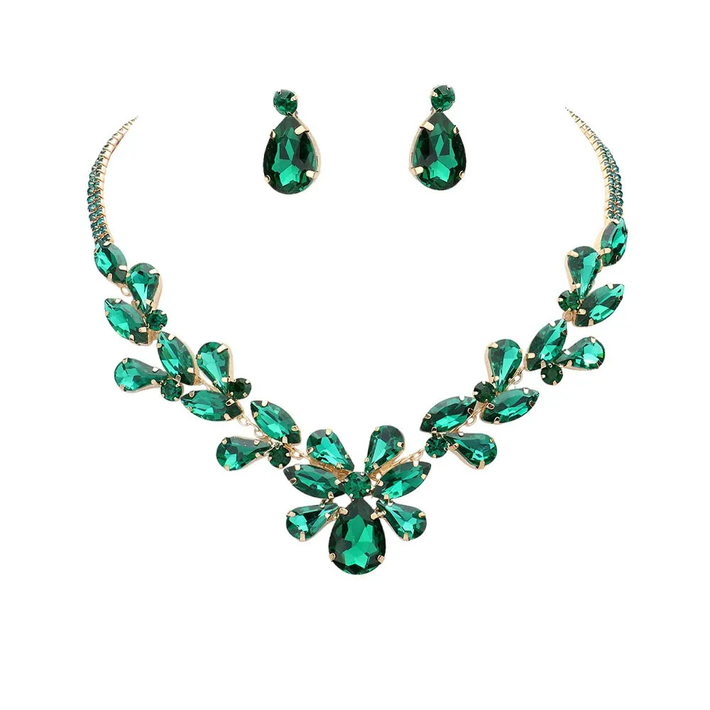 Marquise Teardrop Cluster Evening Jewelry Set