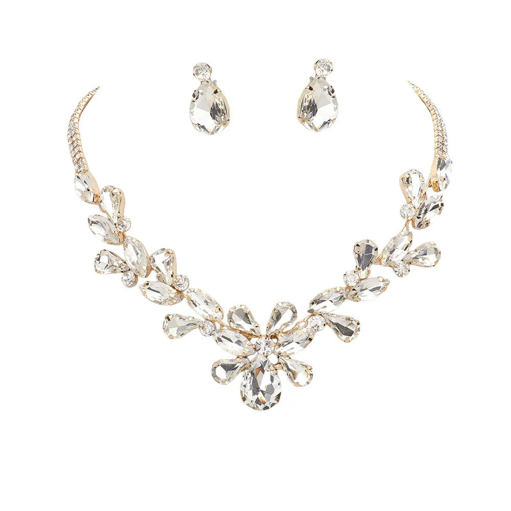 Marquise Teardrop Cluster Evening Jewelry Set