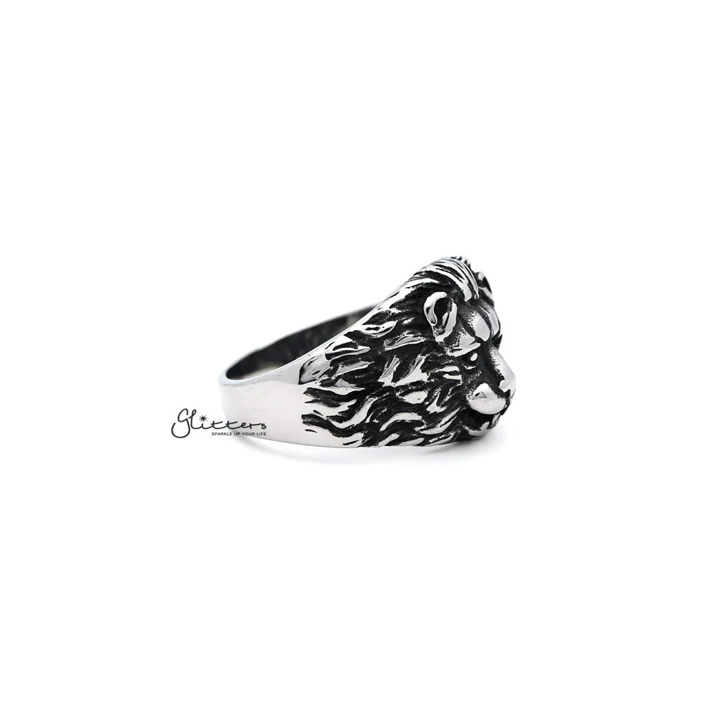 Men's Antiqued Stainless Steel Gothic Lion Heart Casting Rings