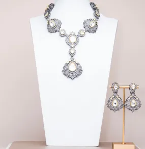 Nawal Victorian Plated Luxury Necklace & Earring Set By Jaipur Rose Luxury Indian Jewelry Online