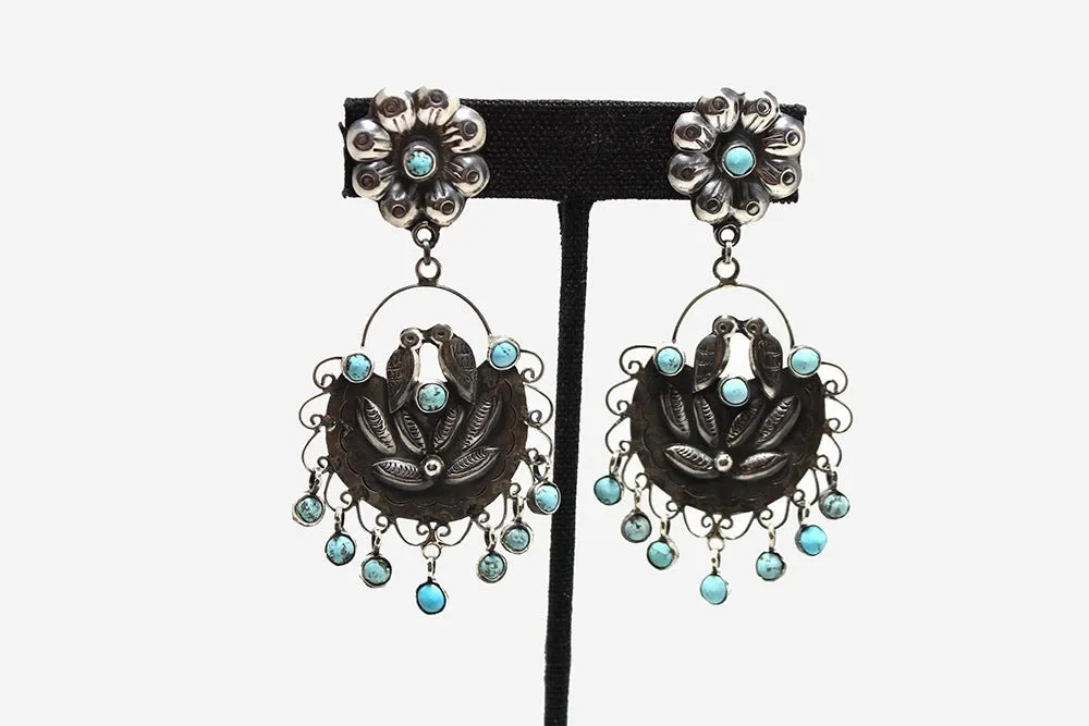 Oaxacan Silver & Turquoise Earrings