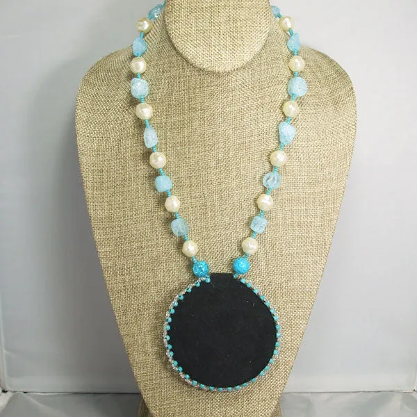 Odda Beaded Polymer Clay Pendant Necklace