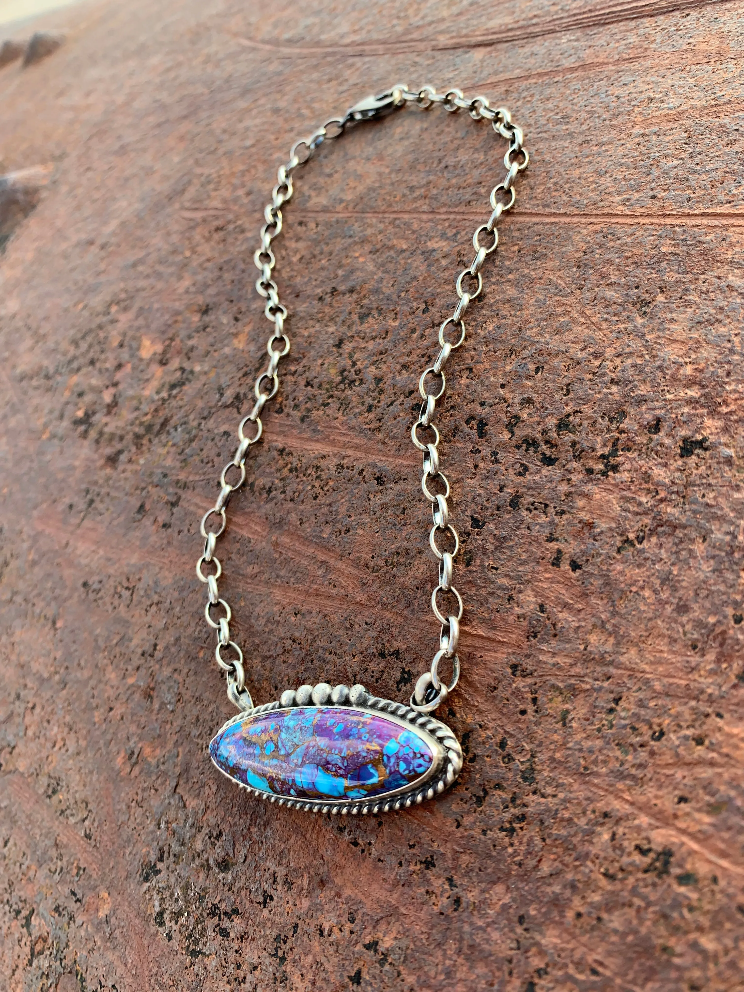 Oval Bar of Purple Mohave Turquoise necklace