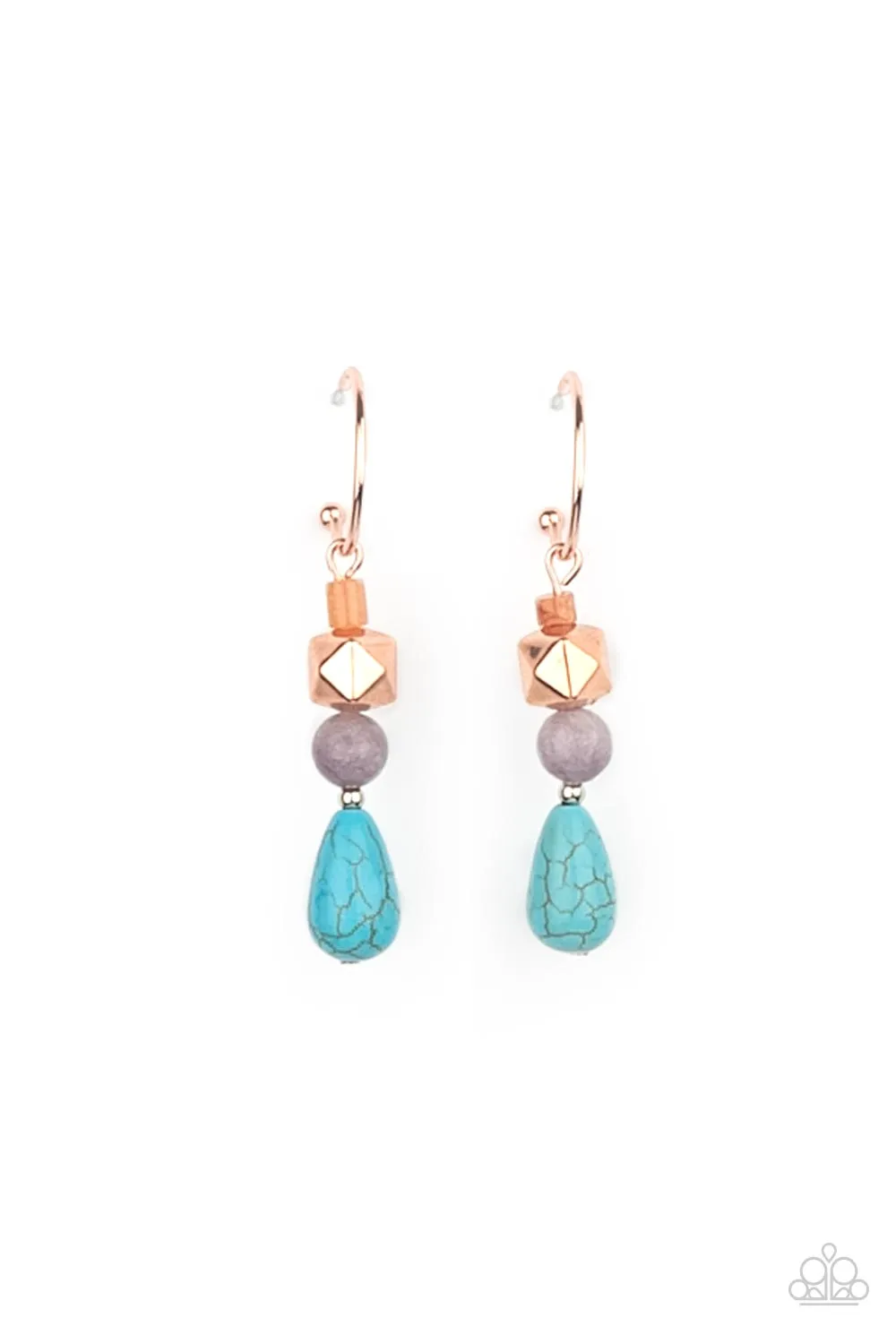 Paparazzi Boulevard Stroll - Copper and Turquoise Earring