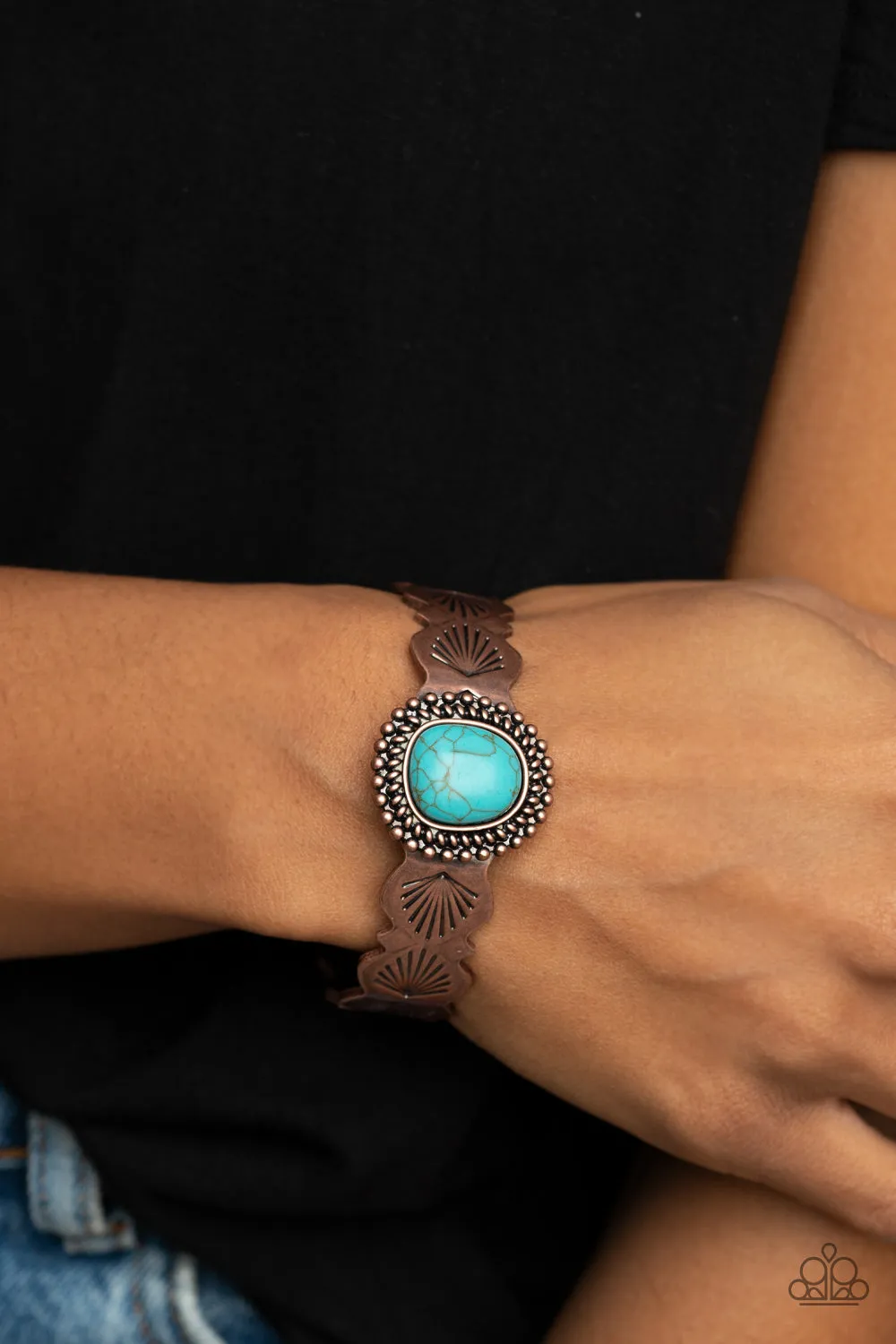 Paparazzi Bracelet ~ Oceanic Oracle - Copper and Turquoise Stone Bracelet