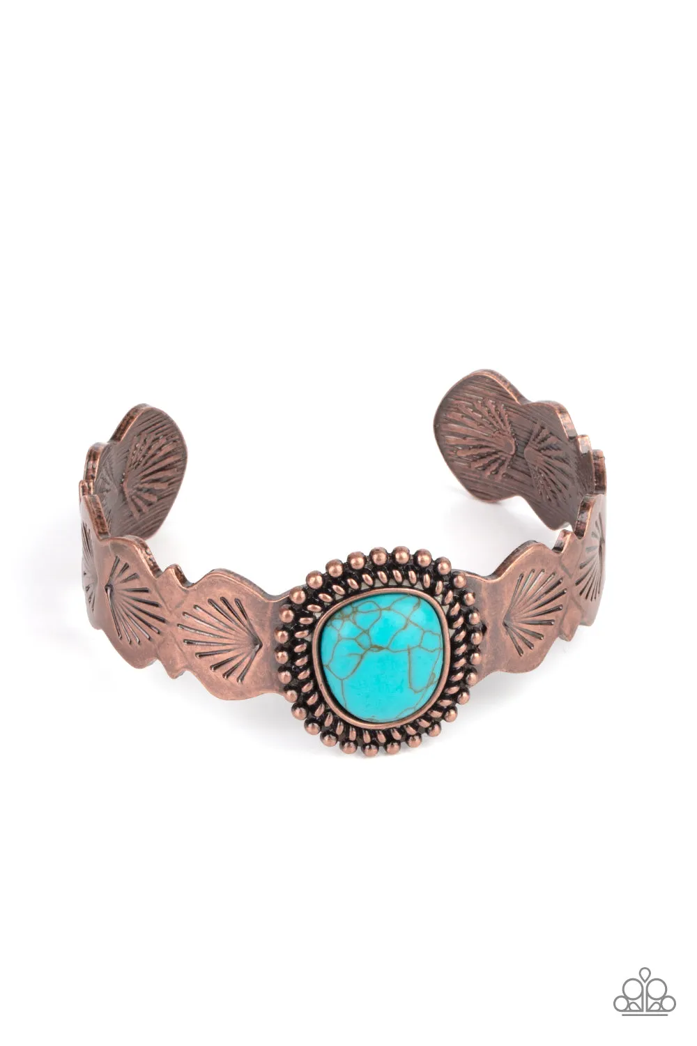 Paparazzi Bracelet ~ Oceanic Oracle - Copper and Turquoise Stone Bracelet