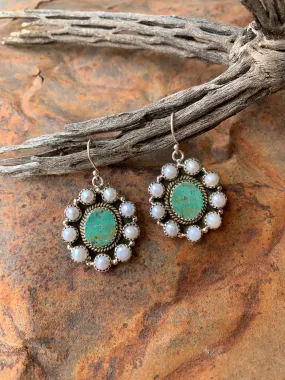 Pearl & Turquoise Cluster earrings