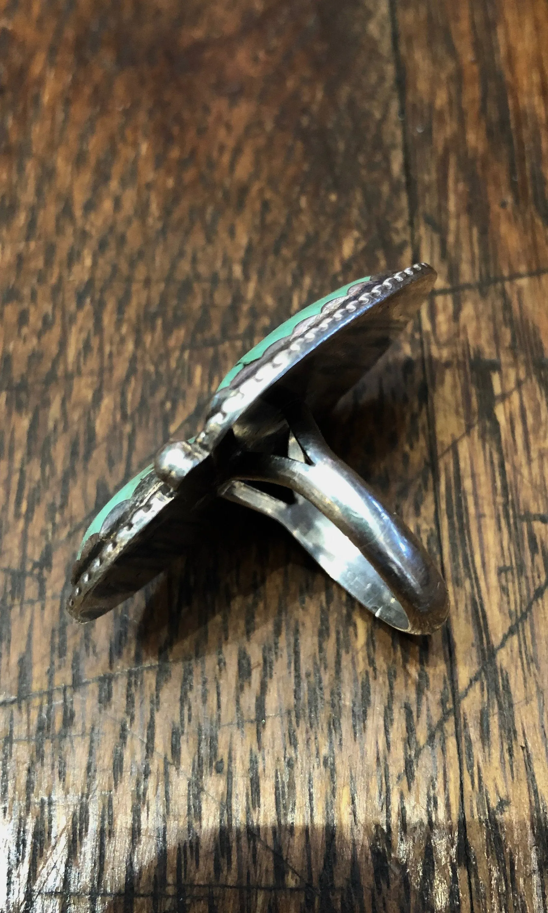 PEAS IN A POD 1970's Silver and Turquoise Ring, Sz 9 1/4