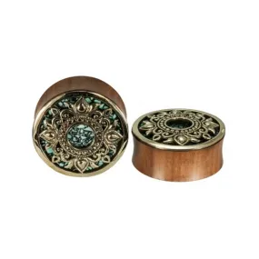 Philomena Plugs - Brass   Onyx Turquoise