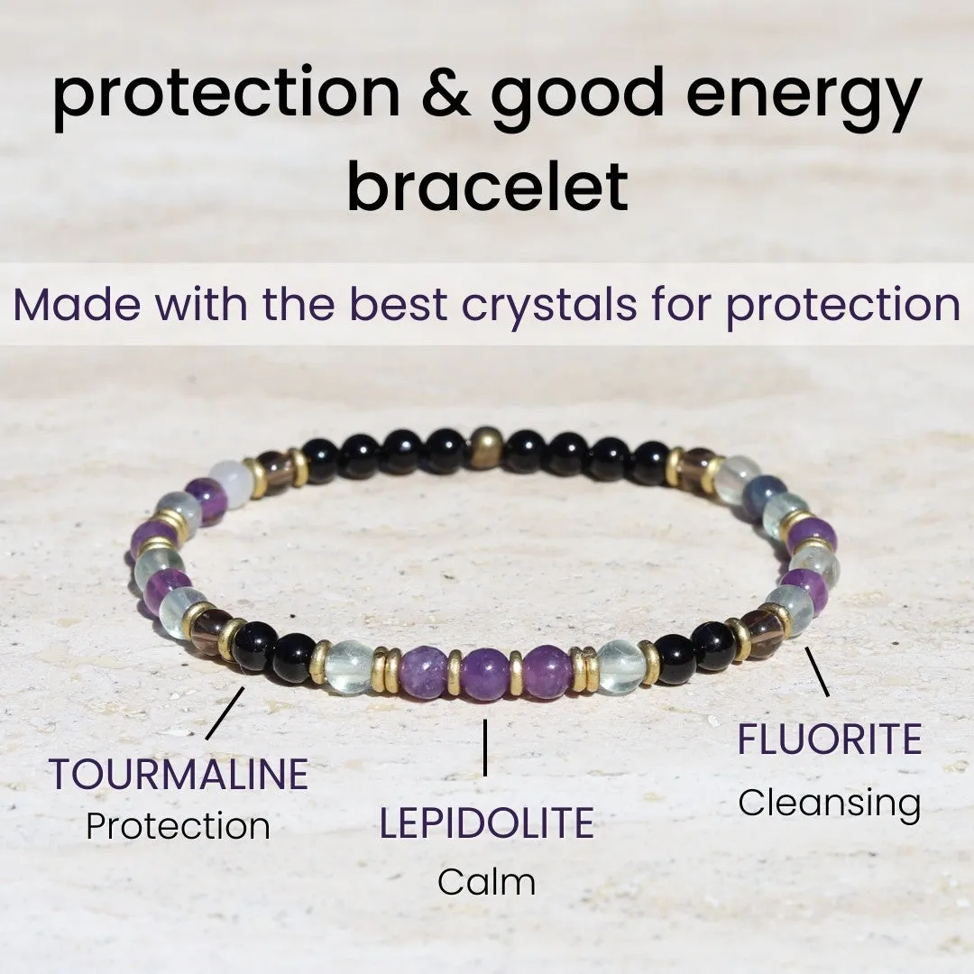 Protection and Good Energy Black Tourmaline and Smoky Quartz Delicate Bracelet