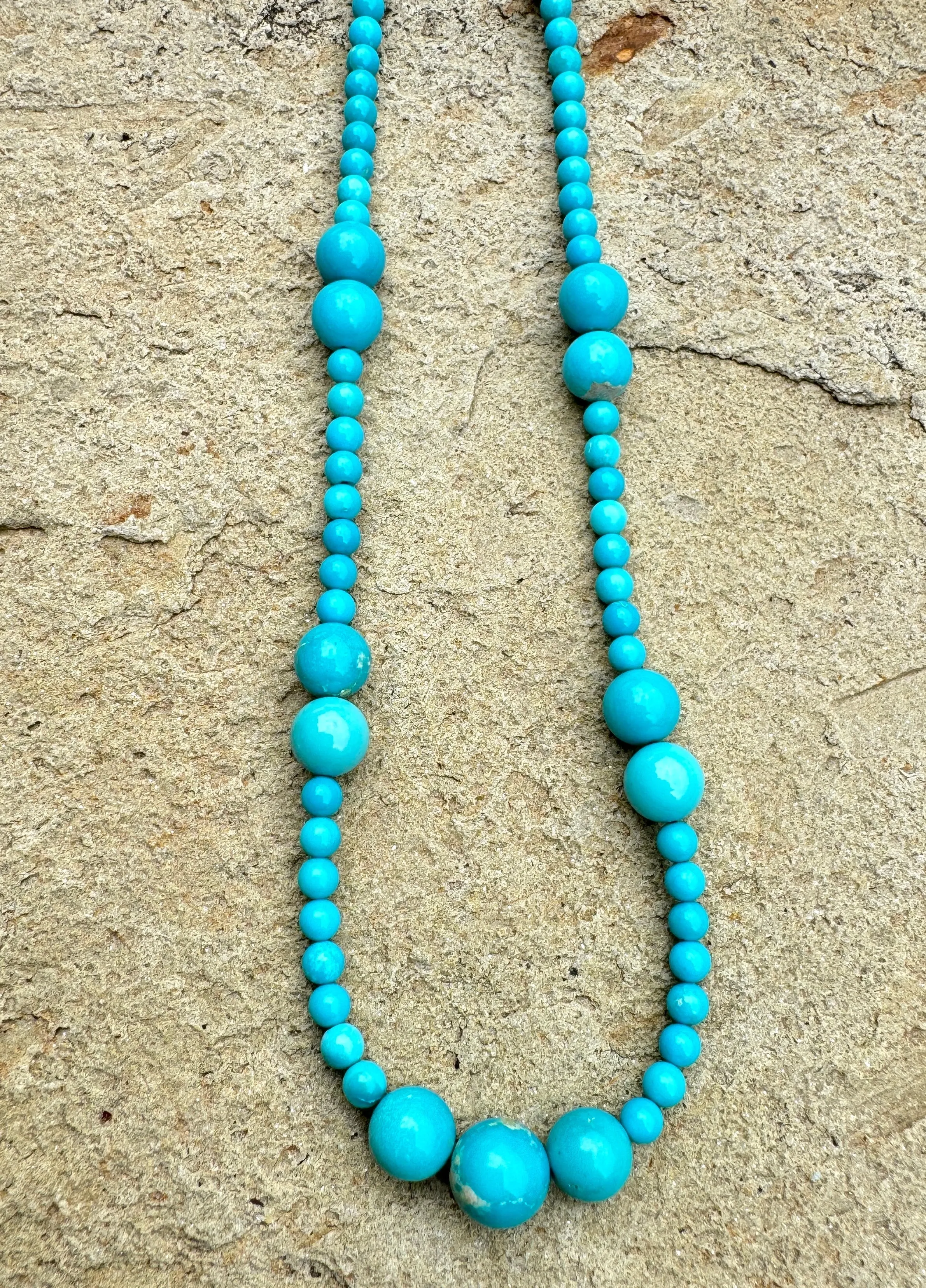 RARE One-Of-A-Kind Nevada Fox Turquoise (NV) Mixed Size Round Designer Beads, 18 inch strand