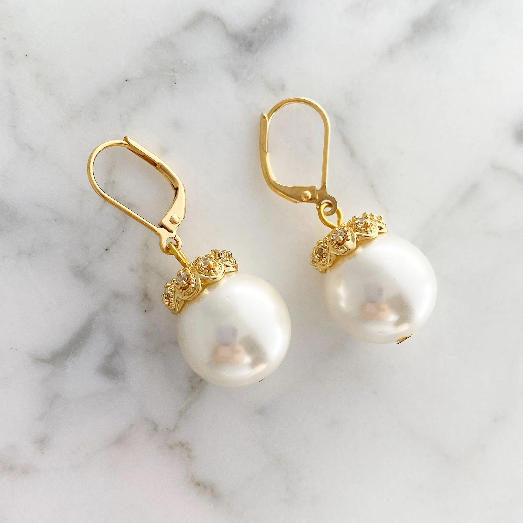 RASHIDA 18kt gold pearl earrings