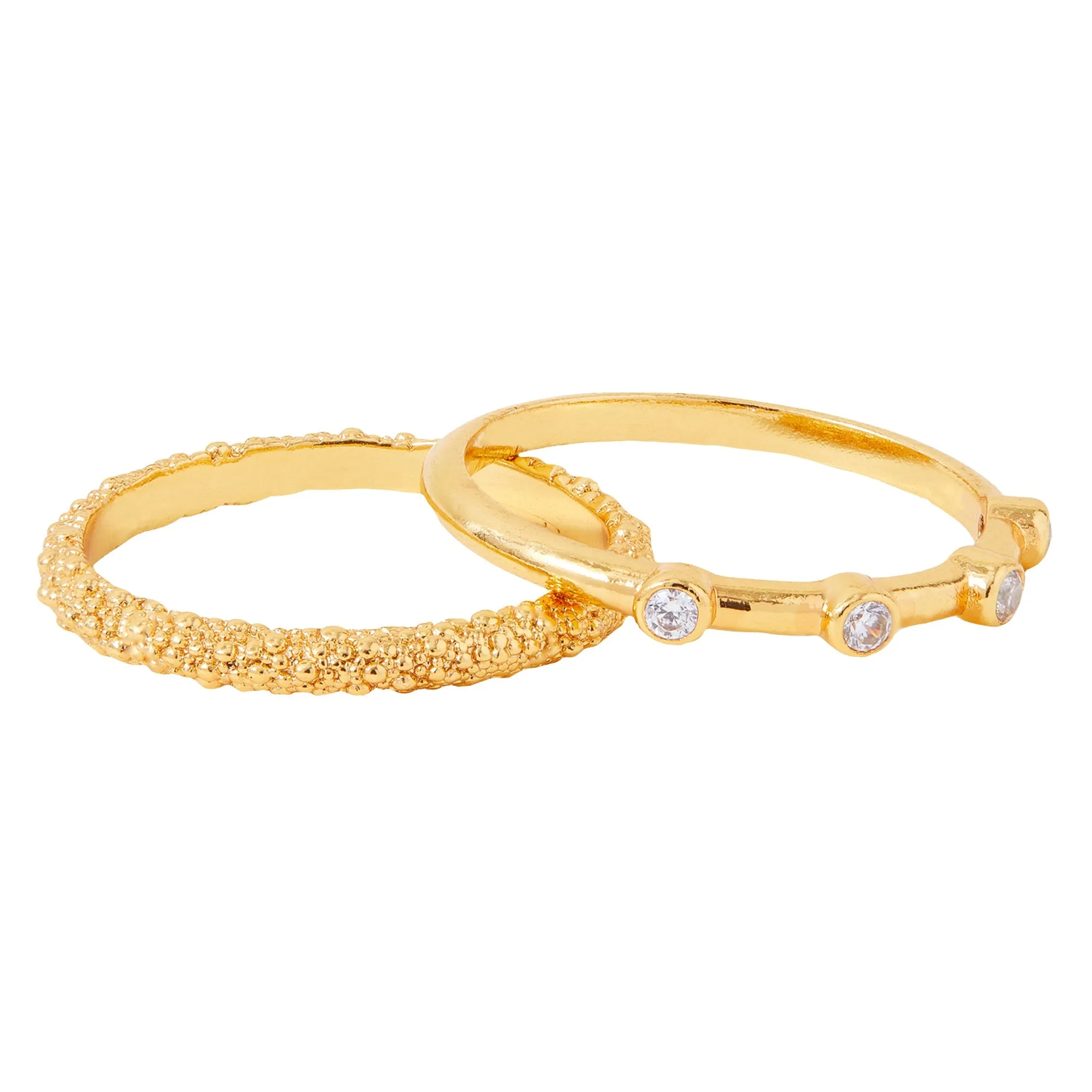 Real Gold Plated Z Gold Sparkle Rings Set Of Two-Medium