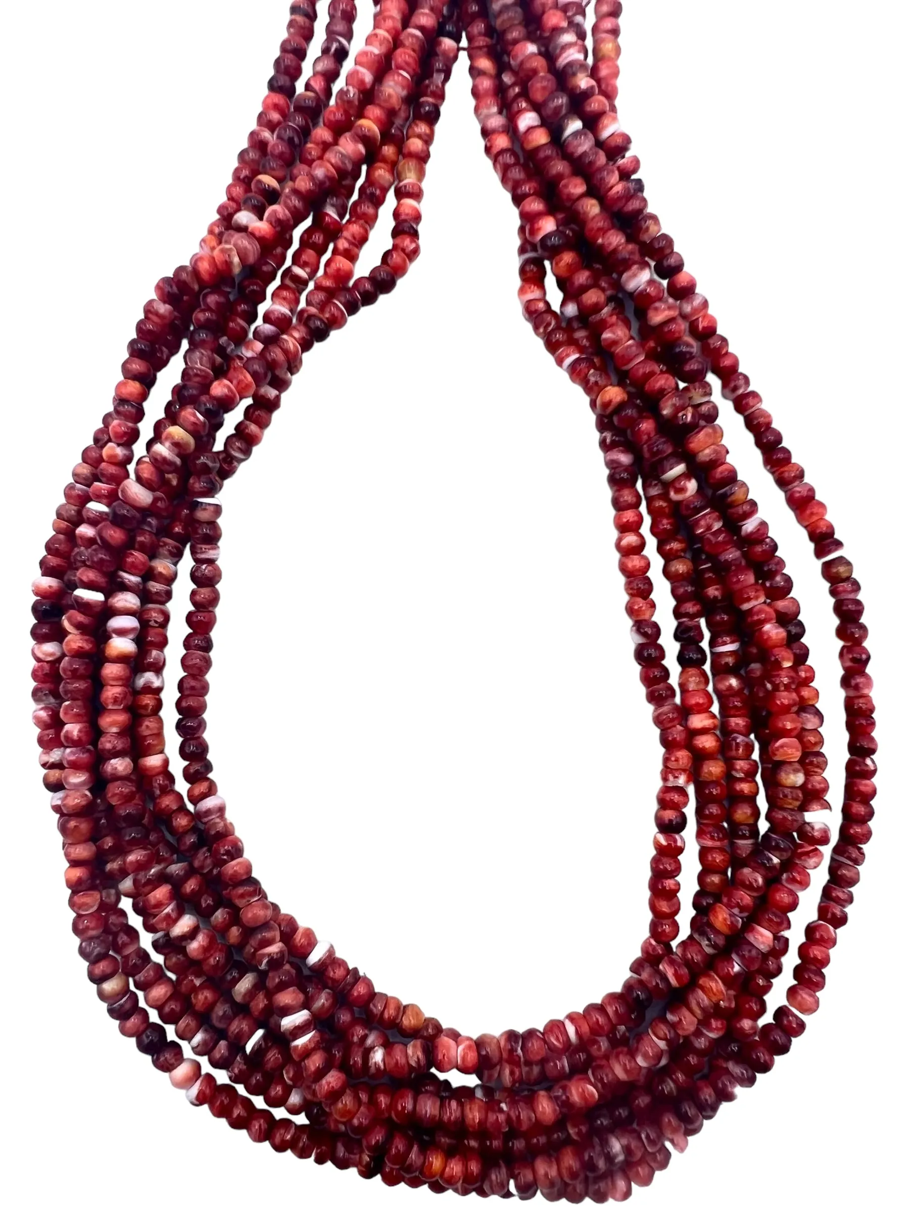 Red/Rust Spiny Oyster 4mm Rondelle Beads, (16 Inch Strand)