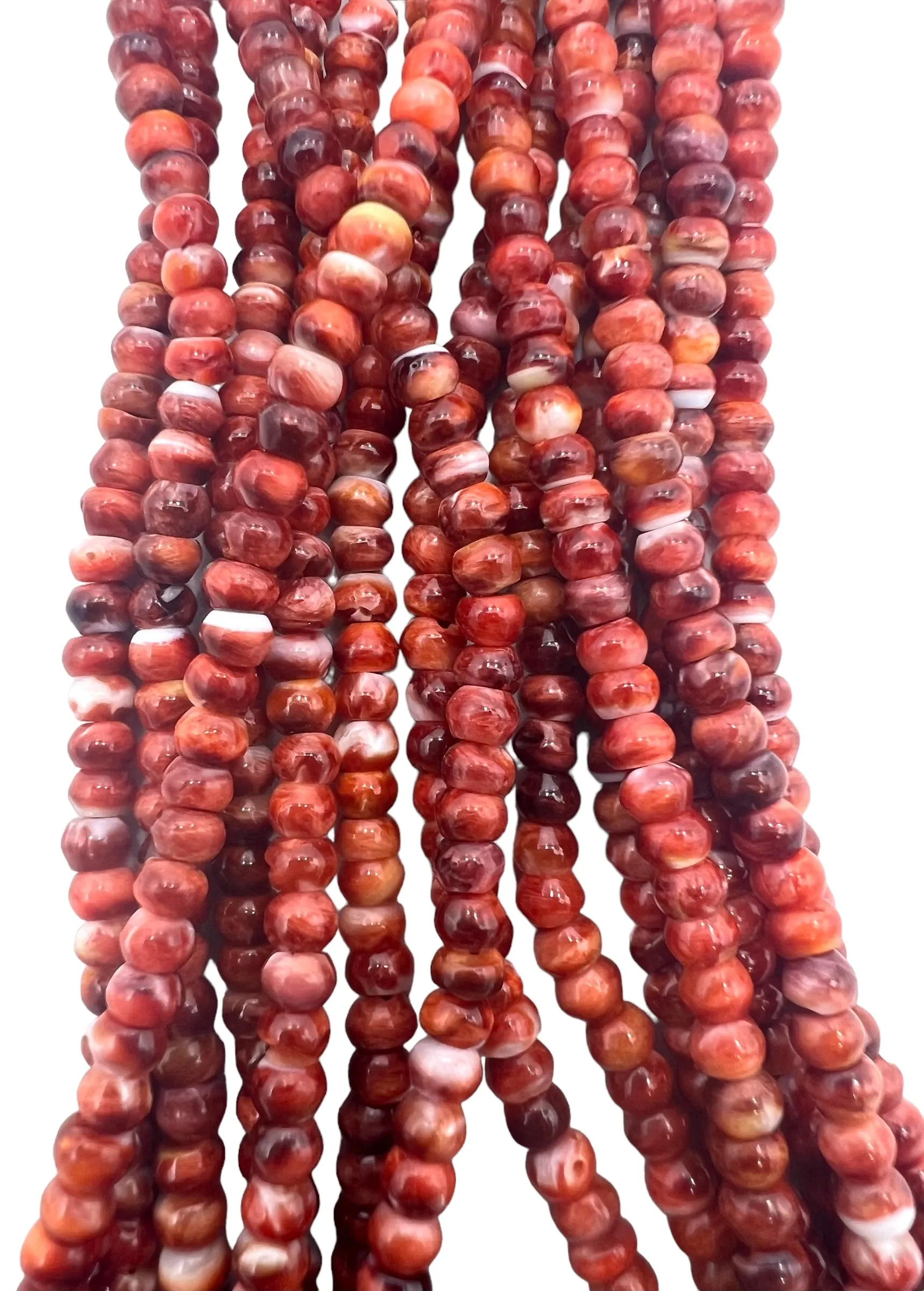 Red/Rust Spiny Oyster 4mm Rondelle Beads, (16 Inch Strand)