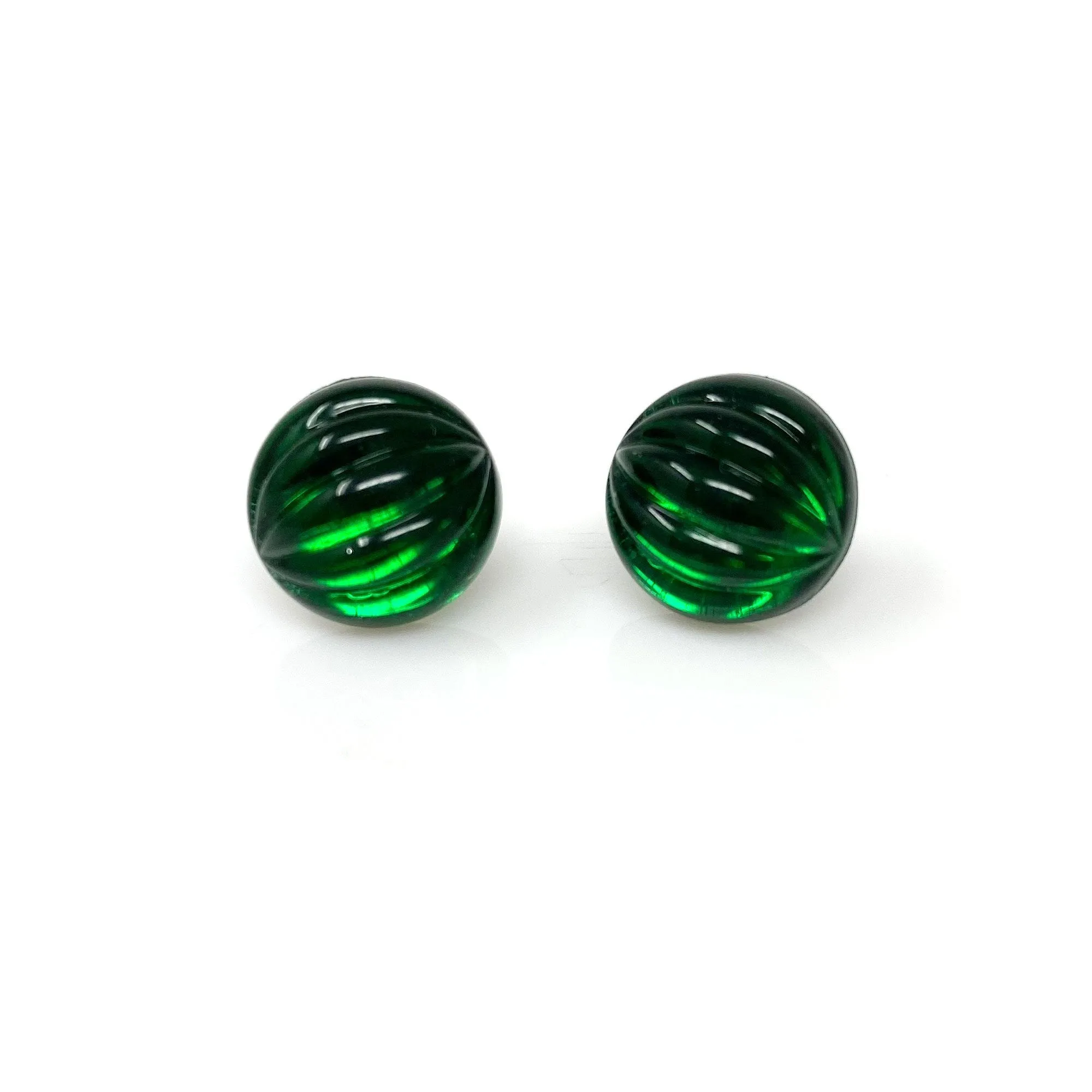 RONA ridged emerald studs