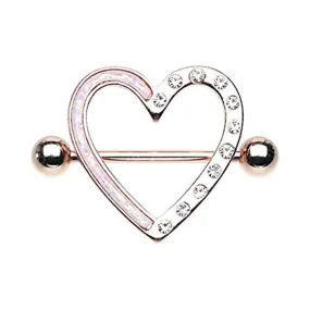 Rose Gold Opal Heart WildKlass Nipple Shield Ring