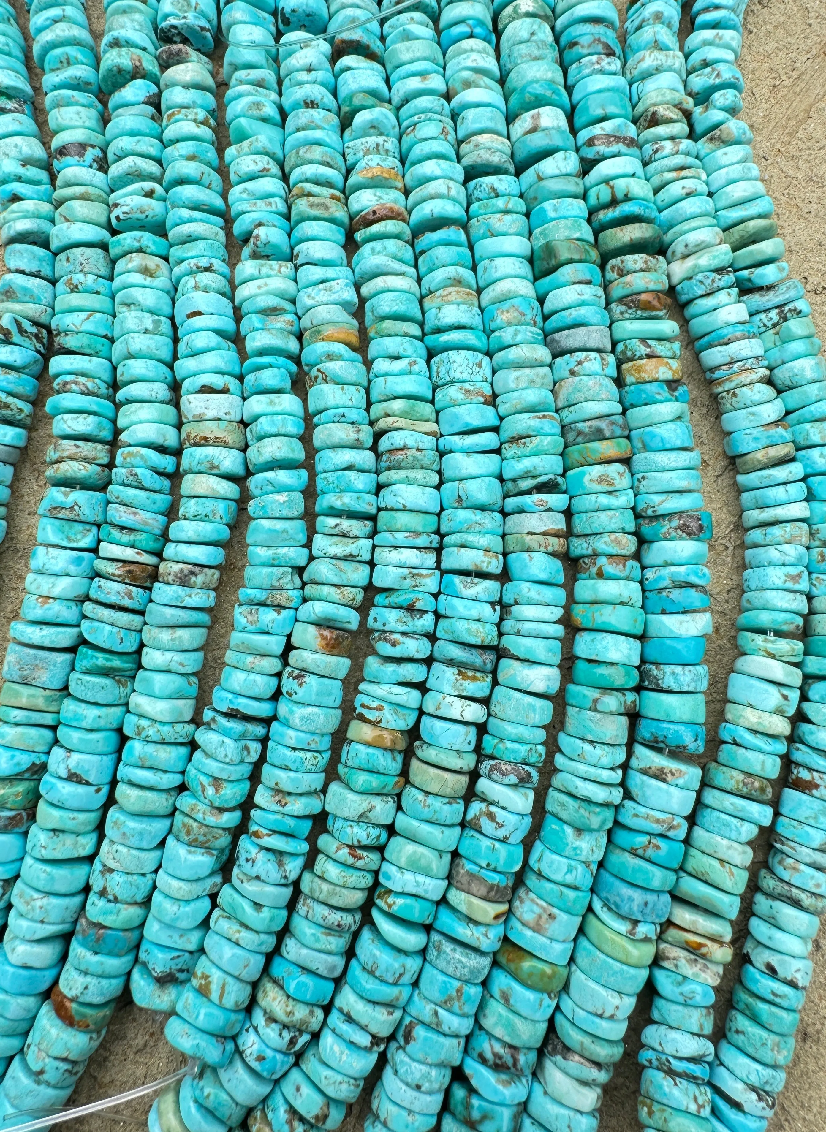 Royal Beauty Turquoise (China) BIG 10-12mm Hand Cut Heishi (8 inch Strands