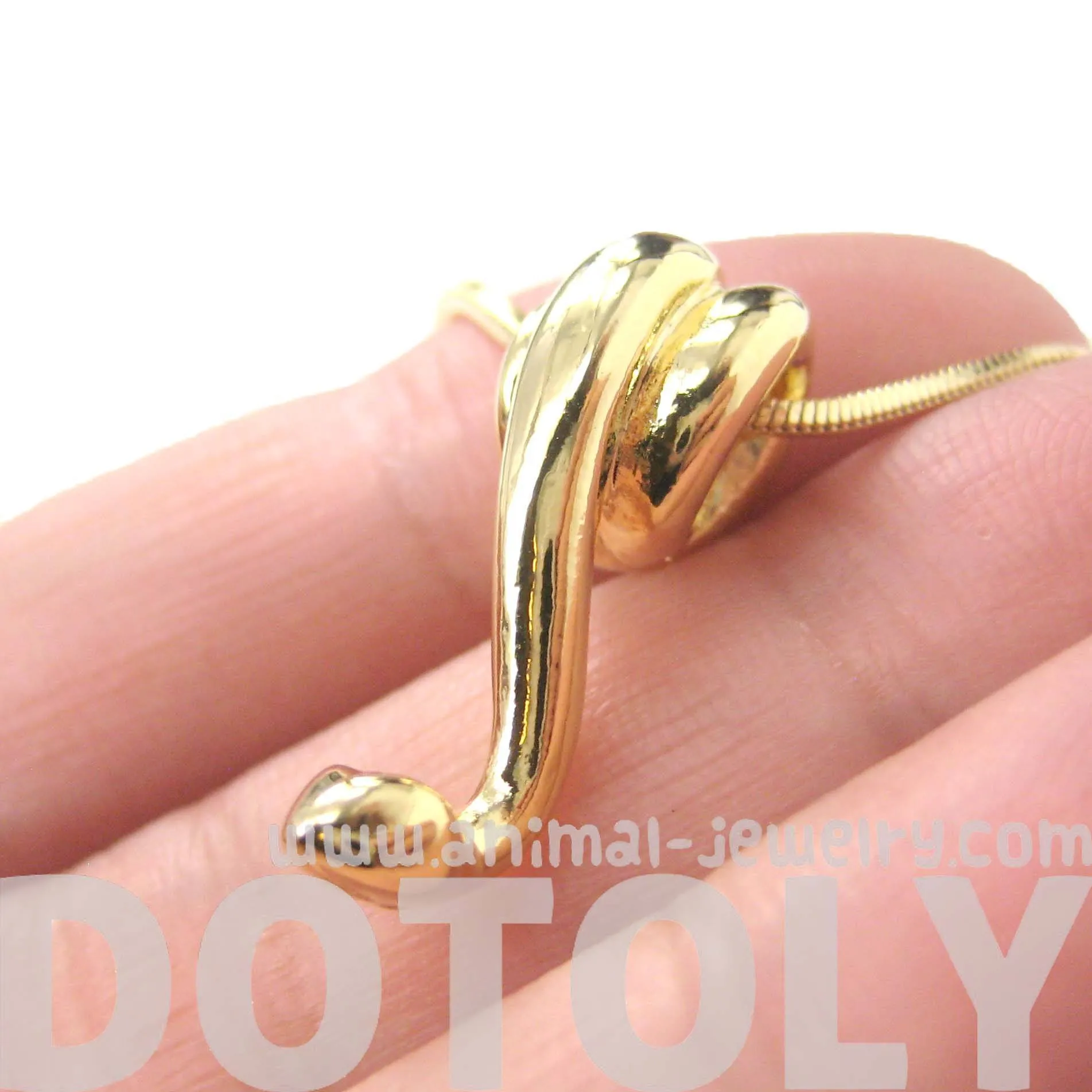 Sleek Abstract Snake Shaped Animal Pendant Necklace in Gold | DOTOLY