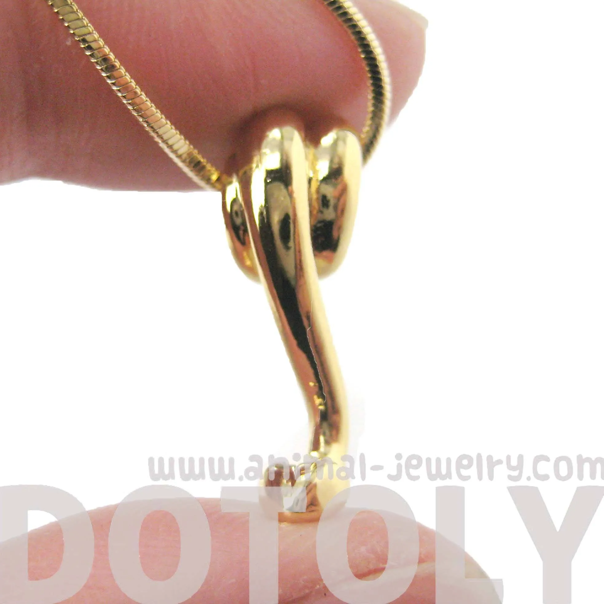 Sleek Abstract Snake Shaped Animal Pendant Necklace in Gold | DOTOLY