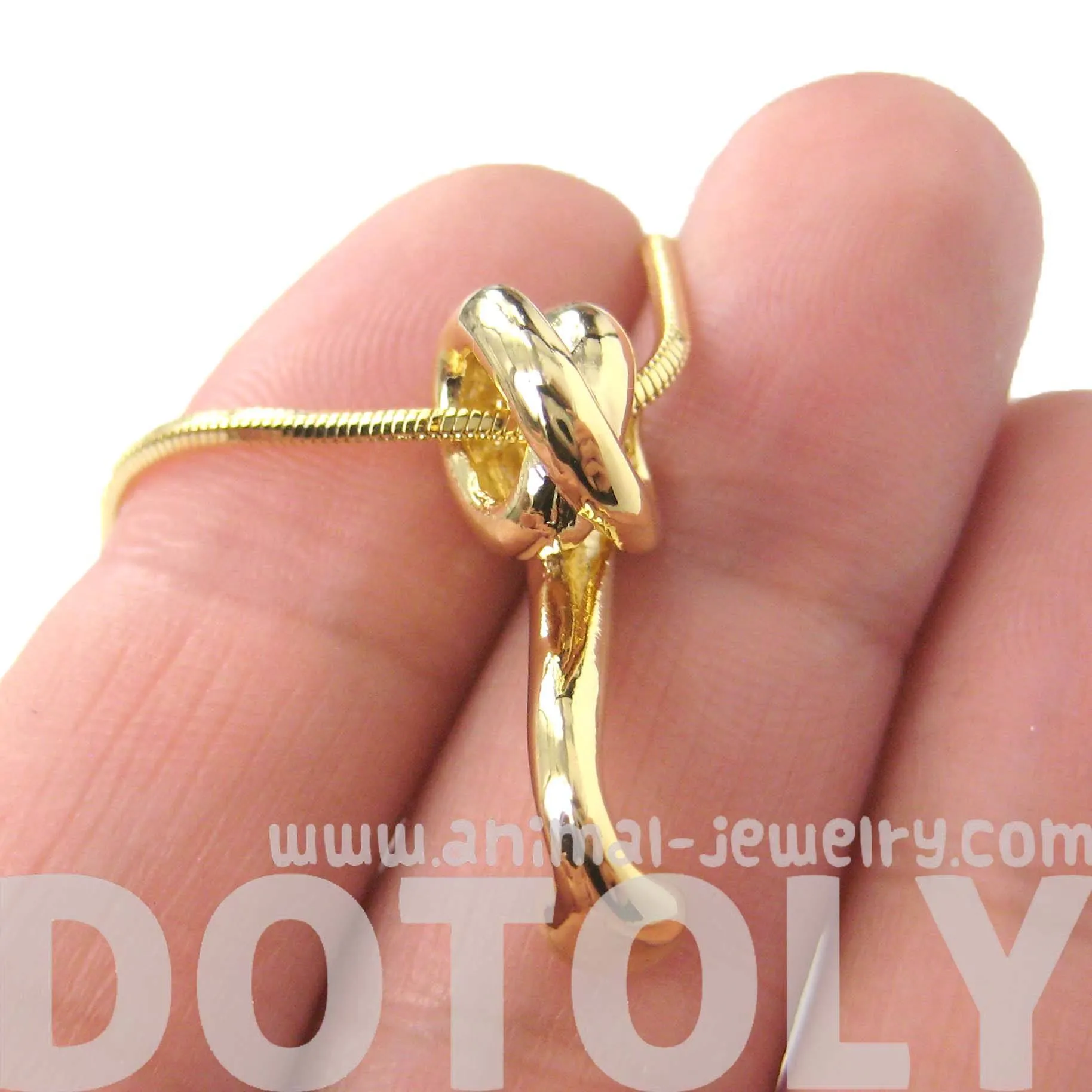 Sleek Abstract Snake Shaped Animal Pendant Necklace in Gold | DOTOLY