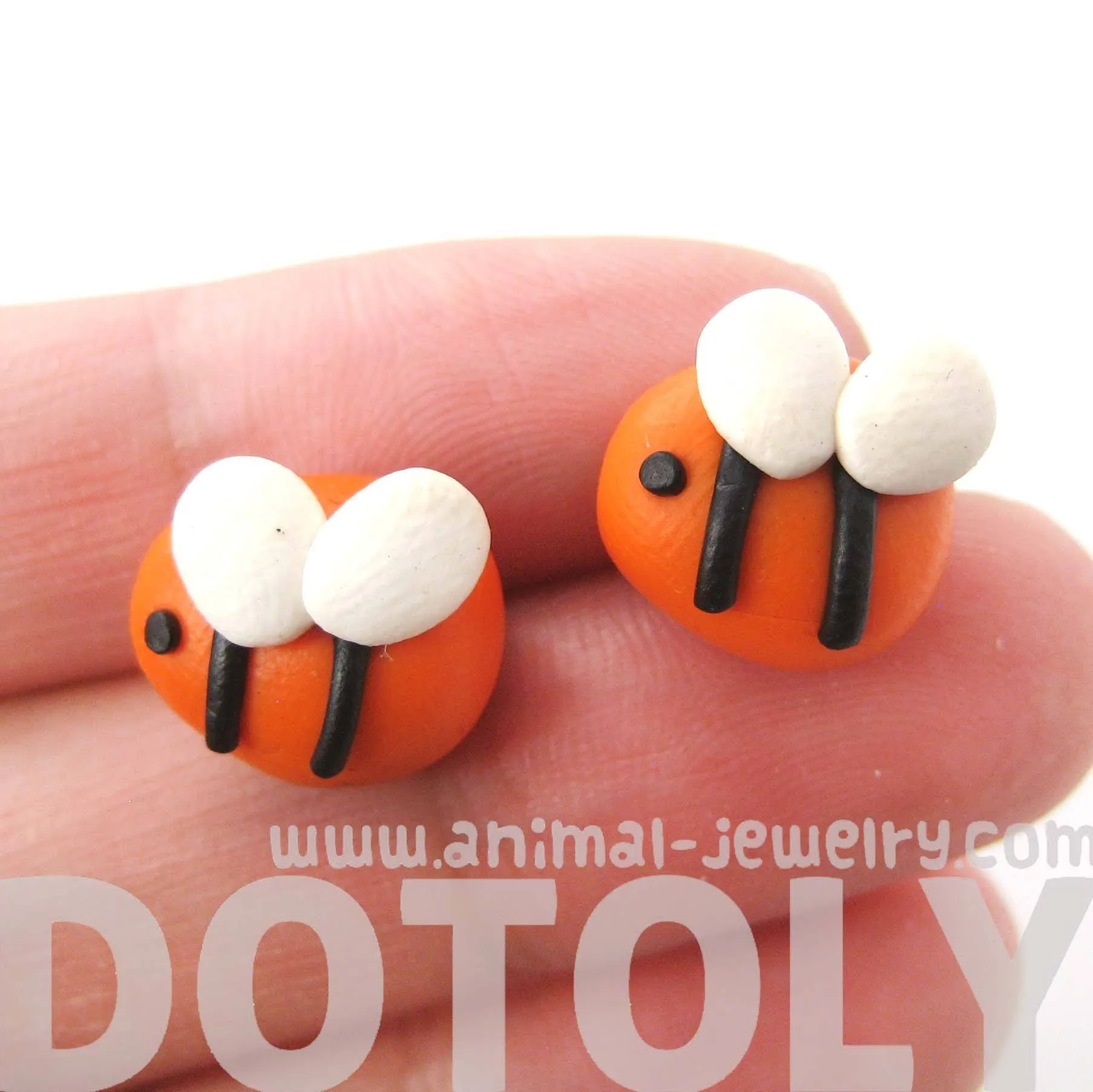 Small Bee Shaped Animal Themed Polymer Clay Stud Earrings | DOTOLY