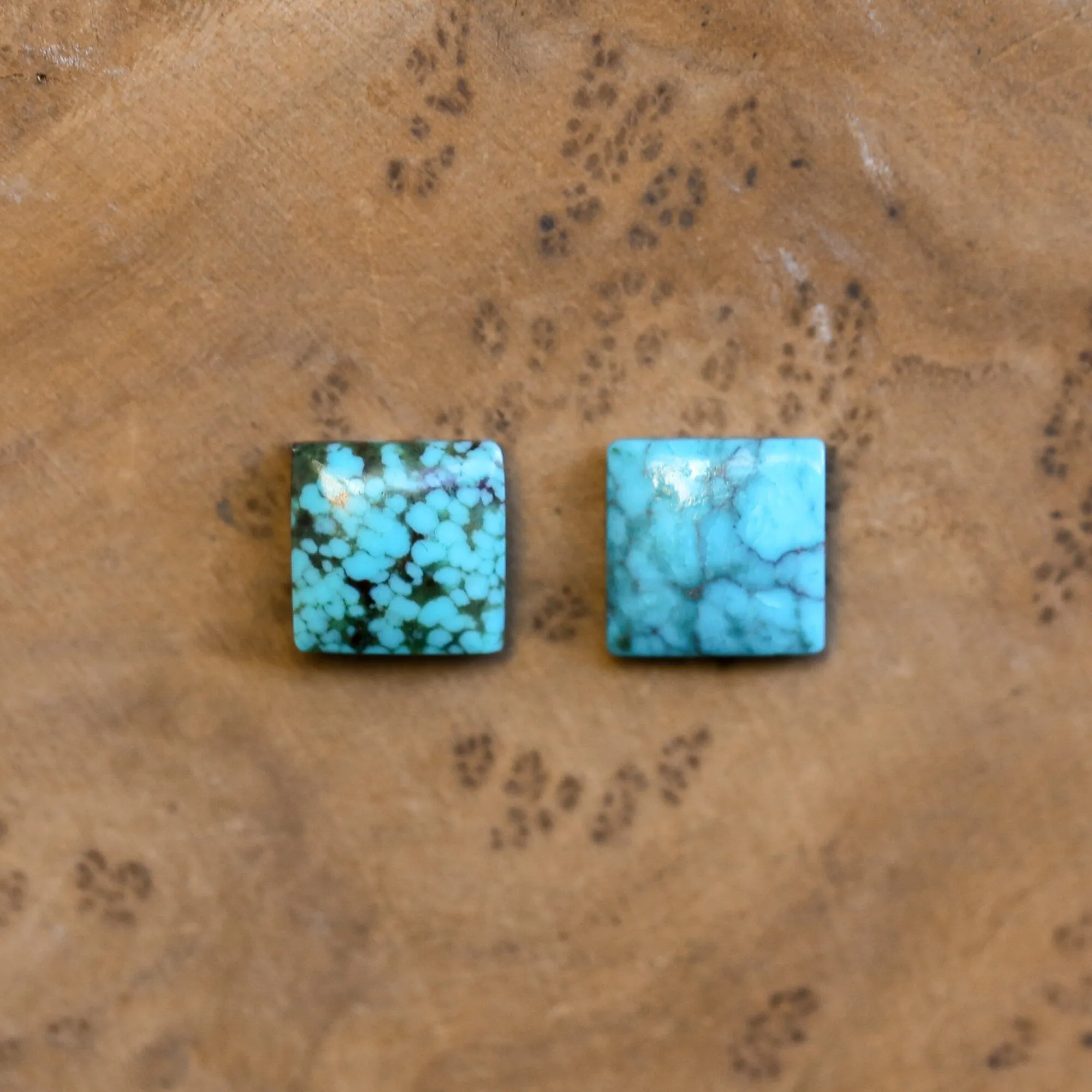 Square Turquoise Posts - Turquoise Studs - Sterling Silver Posts - Silversmith Turquoise Earrings