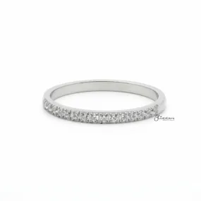 Stainless Steel 15 CZ Inlay Band Ring - Silver