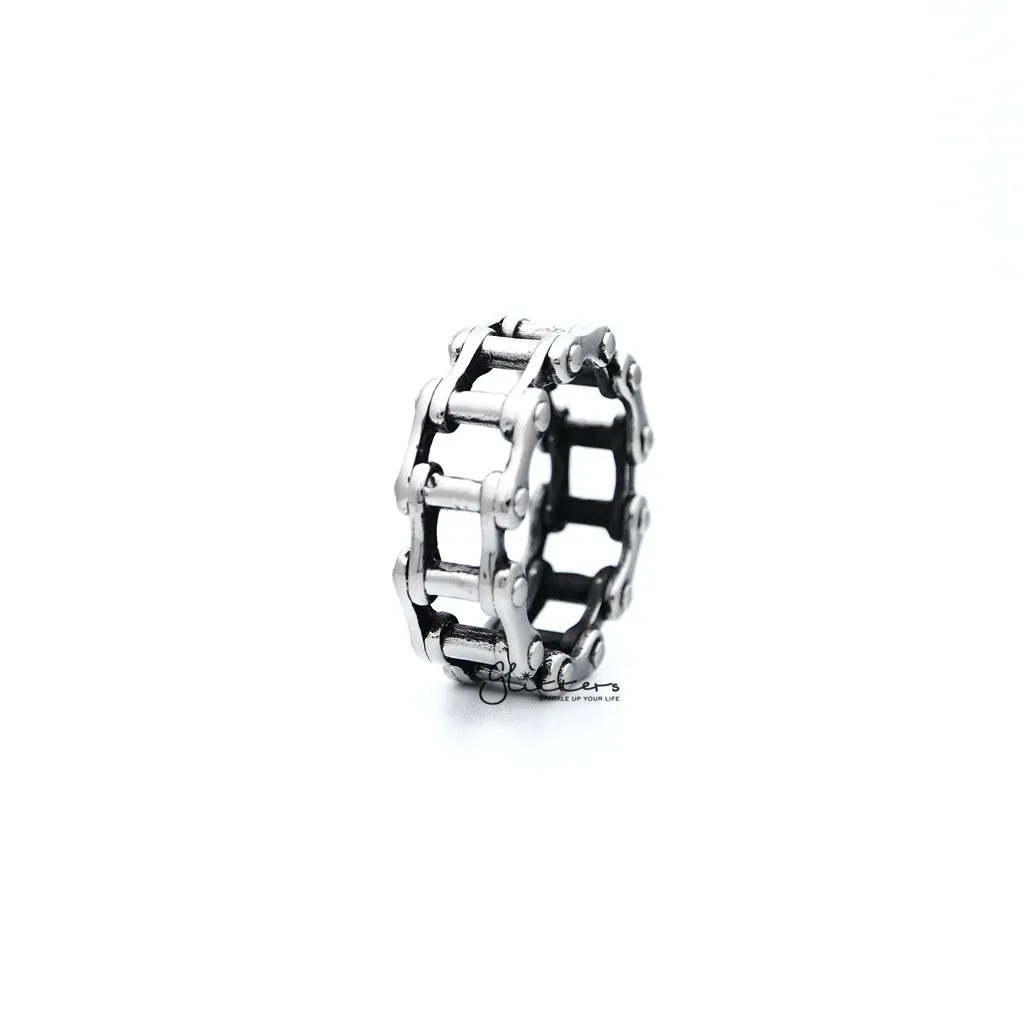 Stainless Steel Antiqued Motorcycle Chain Casting Men's Rings