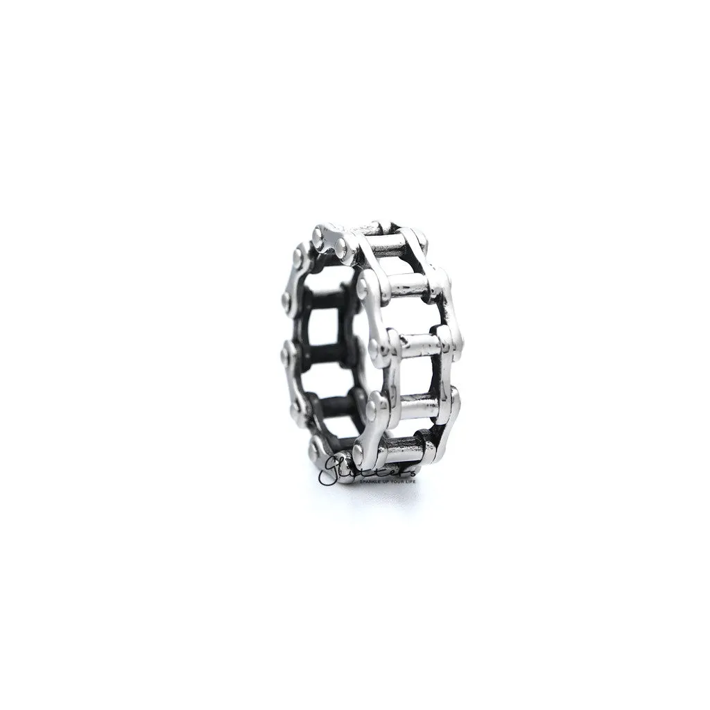 Stainless Steel Antiqued Motorcycle Chain Casting Men's Rings