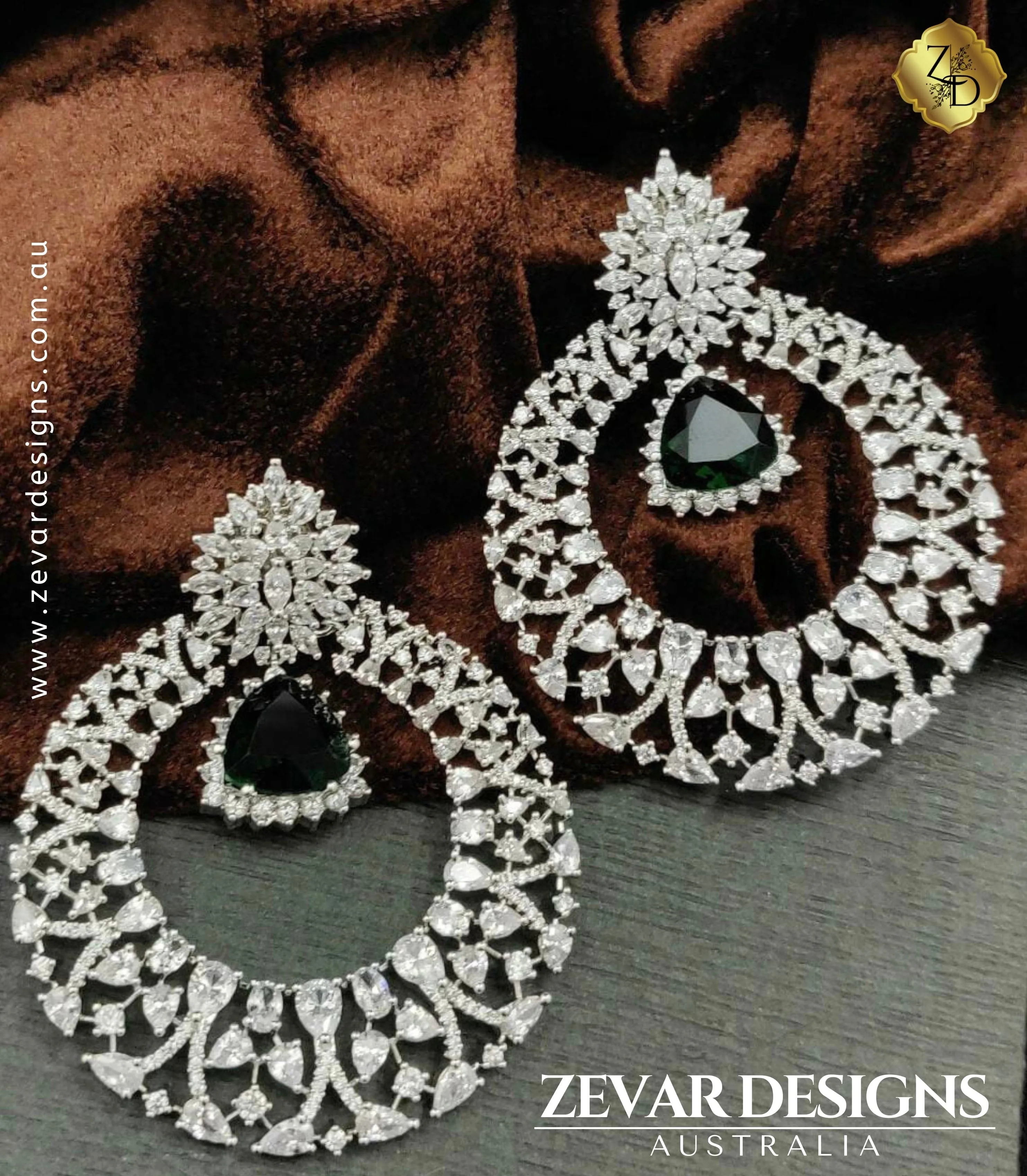 Statement AD Chandbali - Crystal Emerald Green