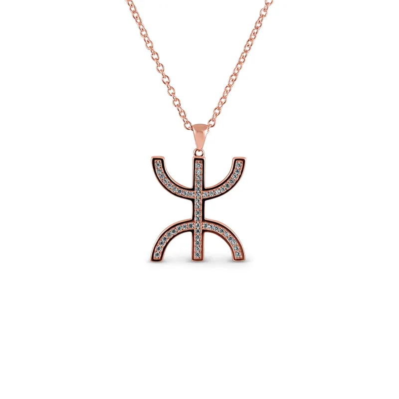 Sterling Silver AZA Sign Necklace 14K Rose Gold Plated