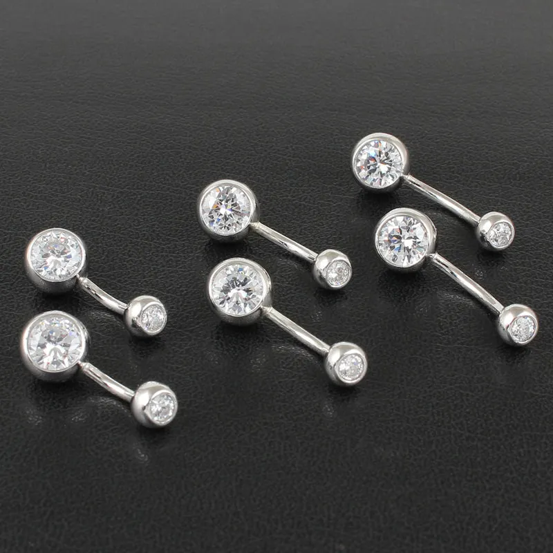 Sterling Silver Belly Button Ring Navel Bar Piercing Jewelry