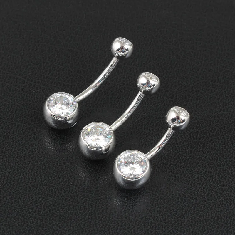 Sterling Silver Belly Button Ring Navel Bar Piercing Jewelry