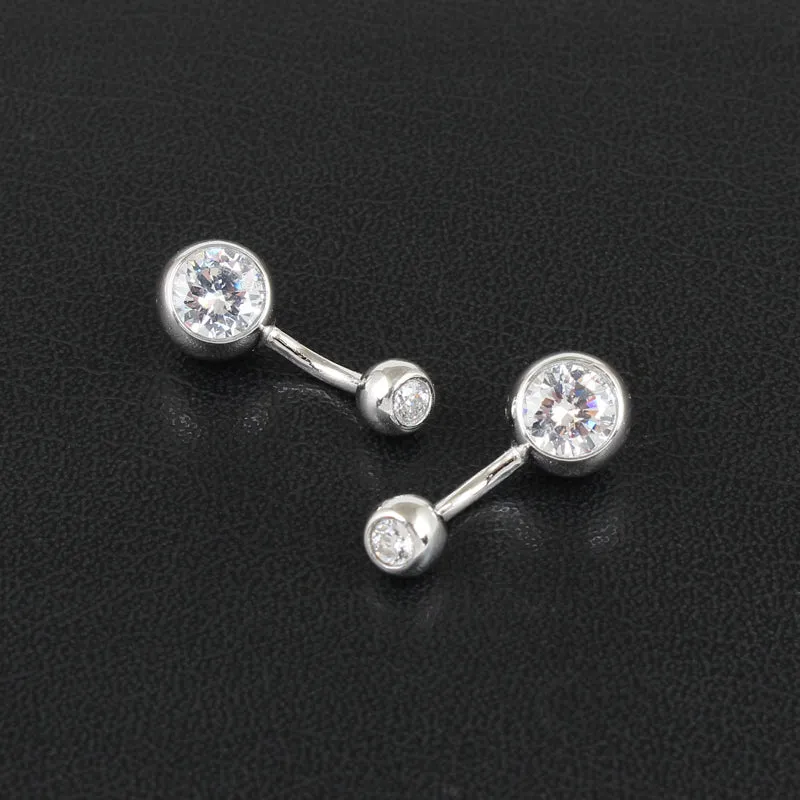 Sterling Silver Belly Button Ring Navel Bar Piercing Jewelry