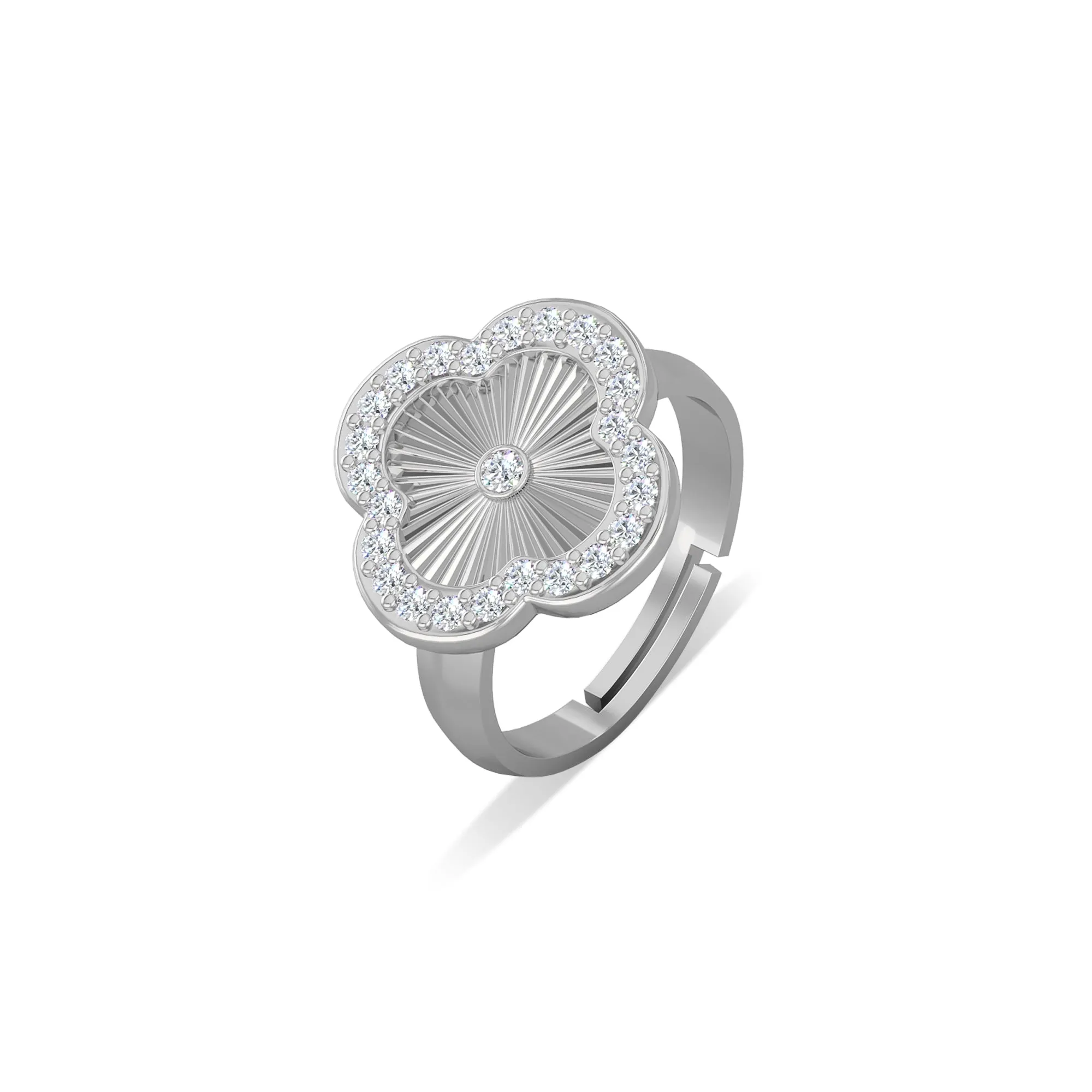 Sterling Silver CNC Clover Ring