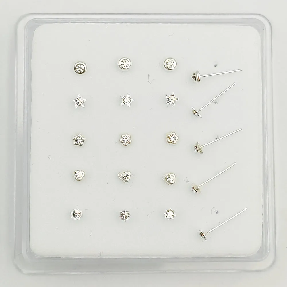 Sterling Silver Nose Stud Crystal Piercing Jewelry