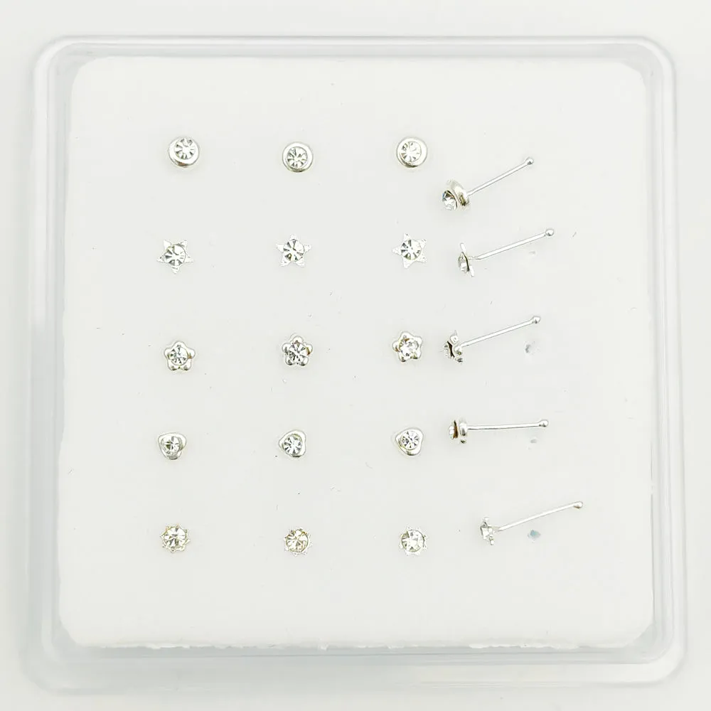 Sterling Silver Nose Stud Crystal Piercing Jewelry