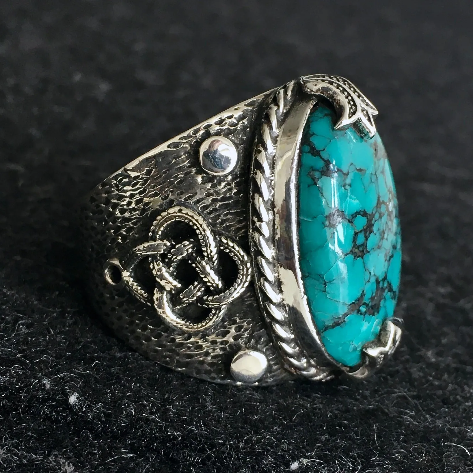 Sterling Silver Turquoise Ring natural Firoza Unique Handmade Men's Jewelry