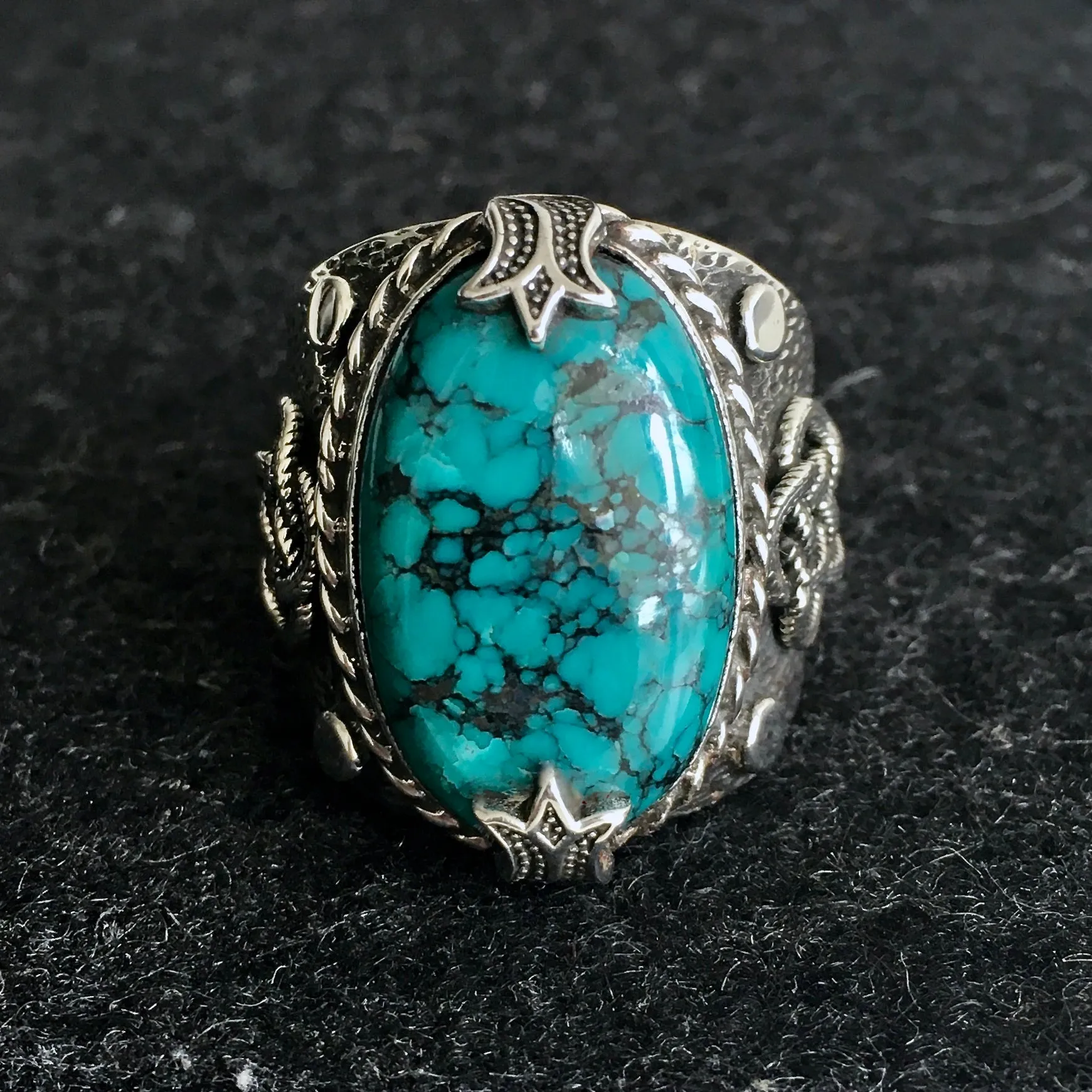 Sterling Silver Turquoise Ring natural Firoza Unique Handmade Men's Jewelry