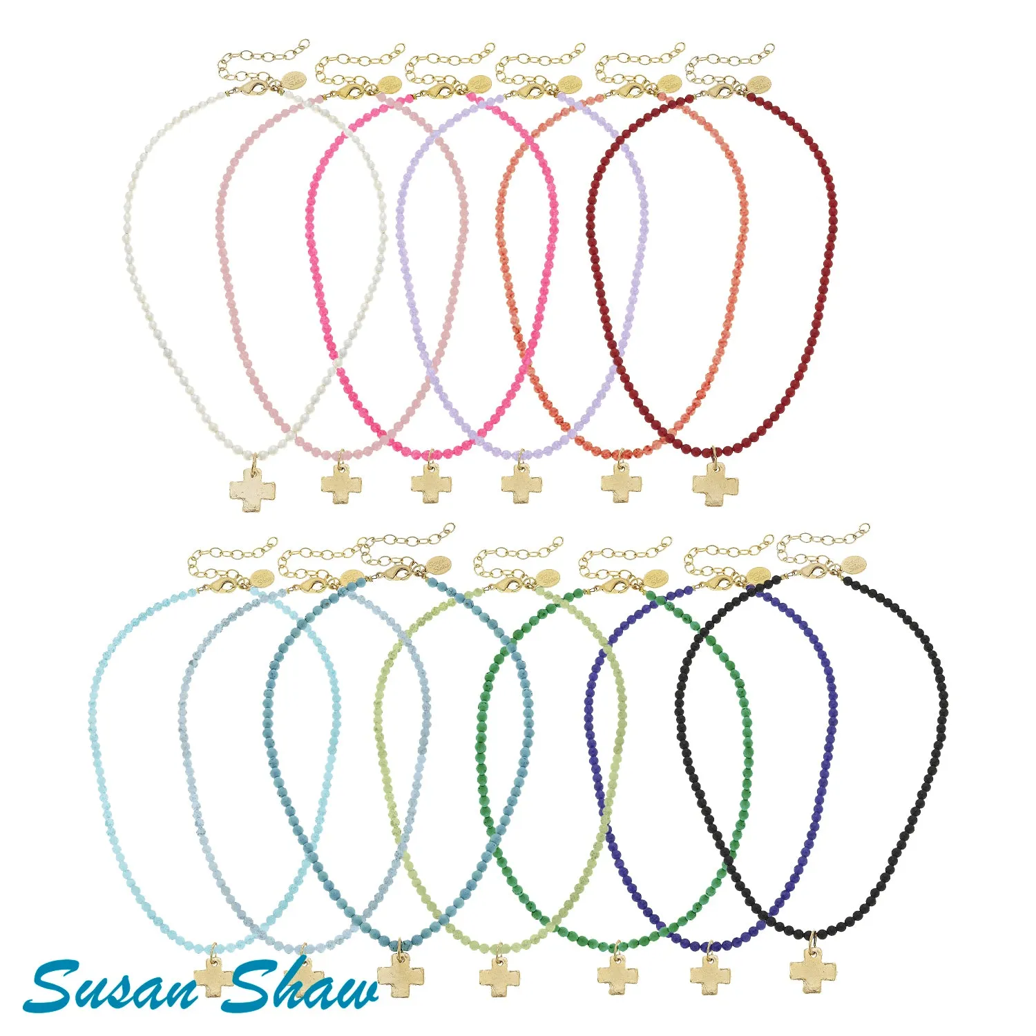 Susan Shaw Assorted Alys Cross Necklaces in Gold