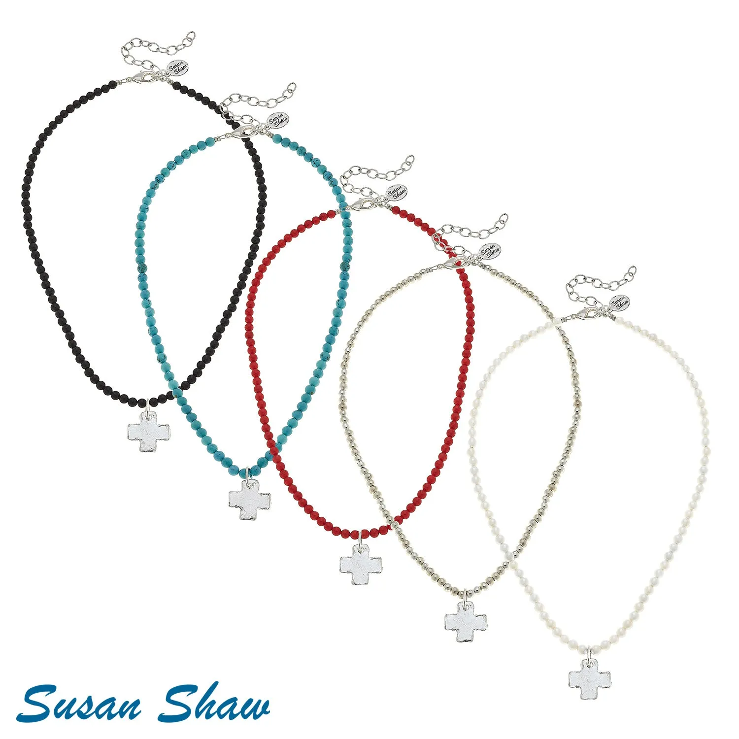 Susan Shaw Assorted Cross Necklaces in Silver