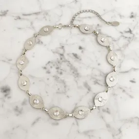 TAYA silver and crystal link necklace