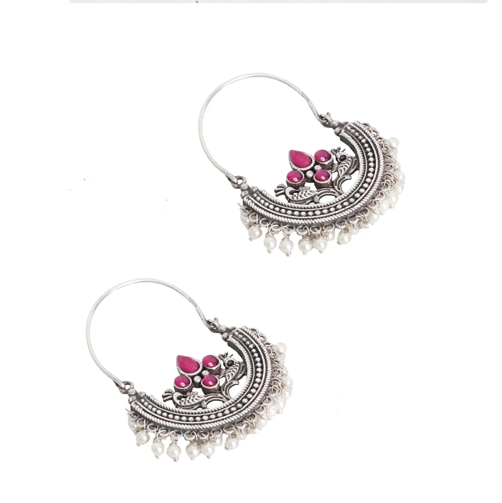 Teejh Saara Floral Red Stone Hoop EarTeejh Rings