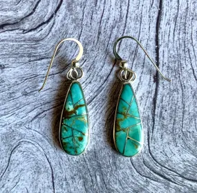 The Right Shade of Blue Kingman Turquoise Inlay Earrings