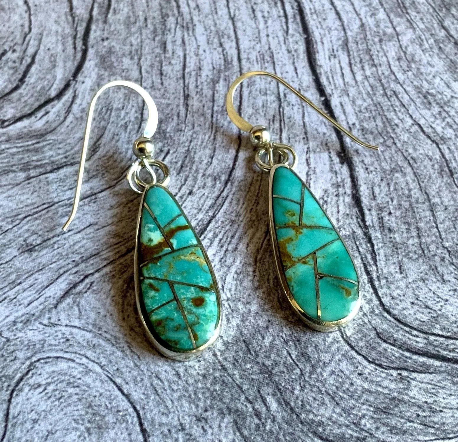 The Right Shade of Blue Kingman Turquoise Inlay Earrings