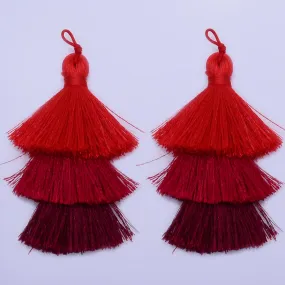 Tiered Polyester Tassels Three Tier Tassel For Jewelry Making Ombre Tassels Triple Fringe Jewelry  2pc 10199759