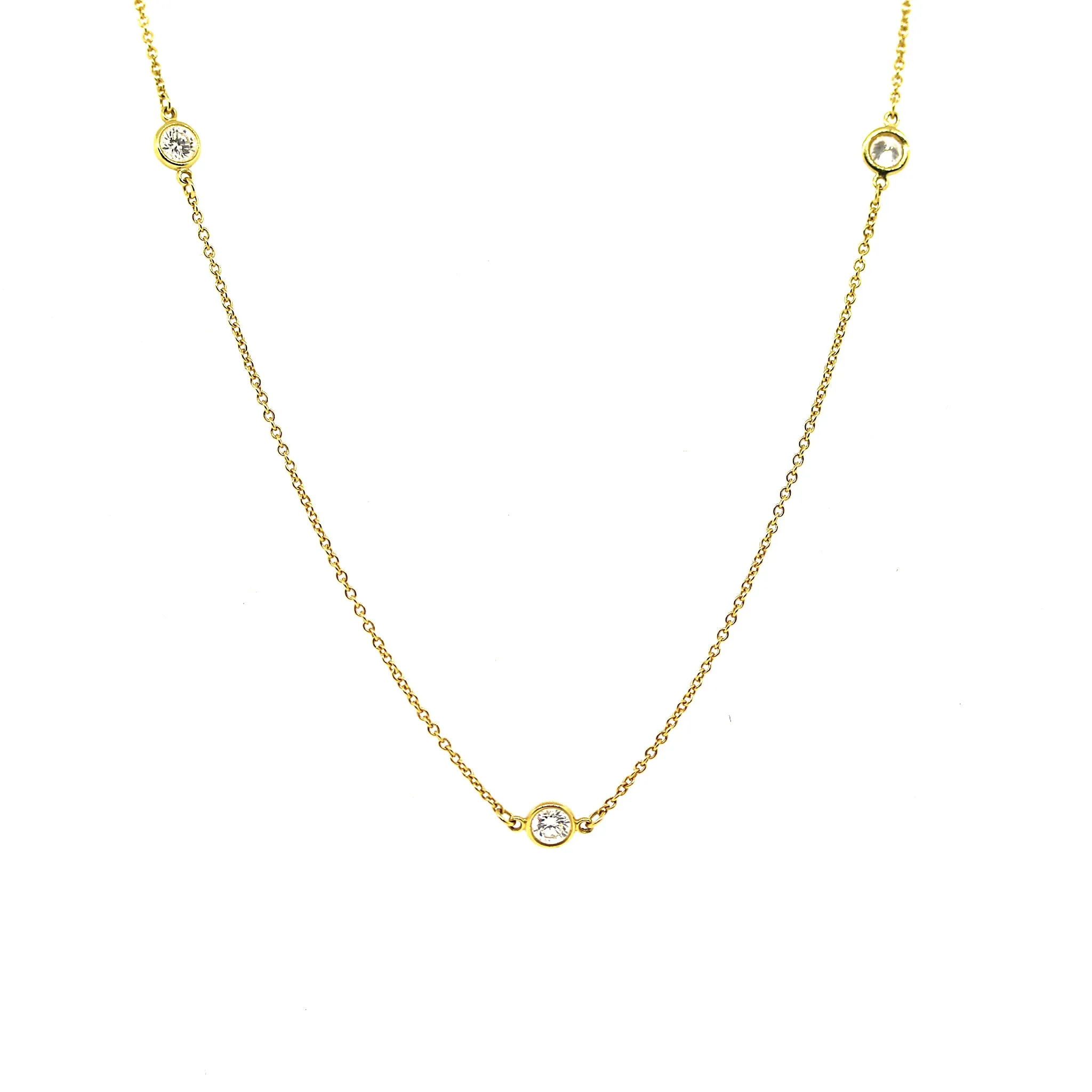 Tiffany and Co. Elsa Peretti Diamond by the Yard 18k Yellow Gold Necklace