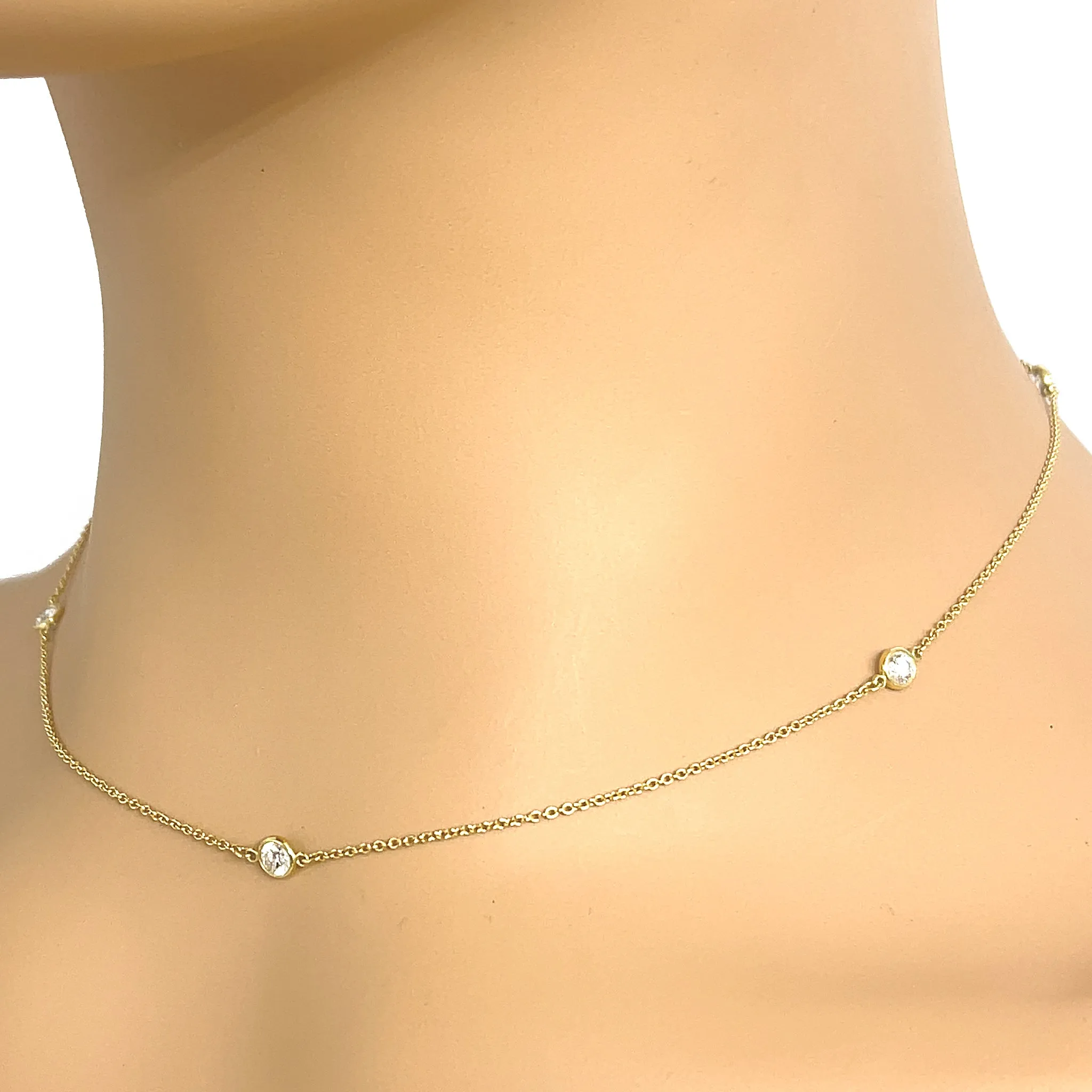 Tiffany and Co. Elsa Peretti Diamond by the Yard 18k Yellow Gold Necklace